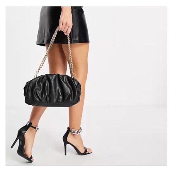ASOS Handbags - NEW • ASOS Black Oversized Clutch Bag with Gold Chain Zip Top Closure